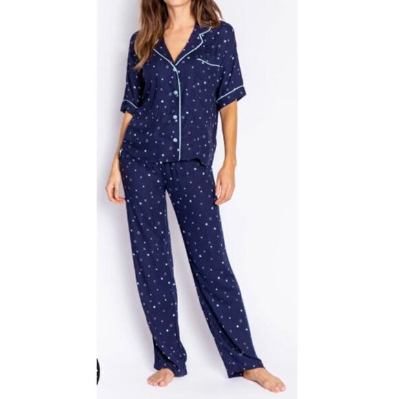 PJ Salvage Women's Midnight Blue Sky Pajama Set Size M - Picture 1 of 13
